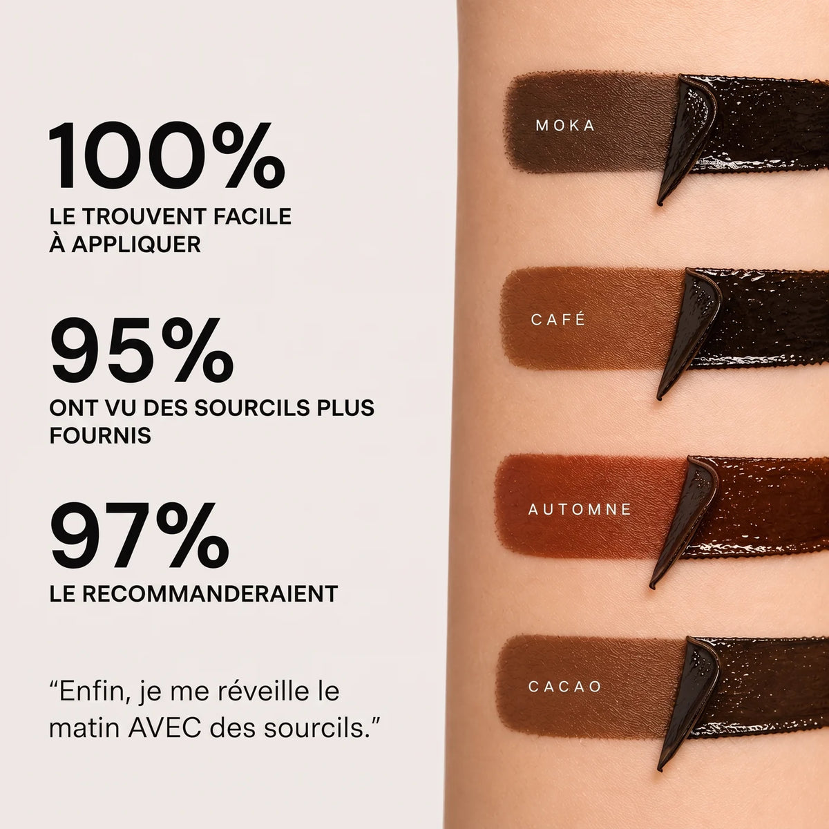 Les 4 teintes : Moka, Café, Automne, Cacao