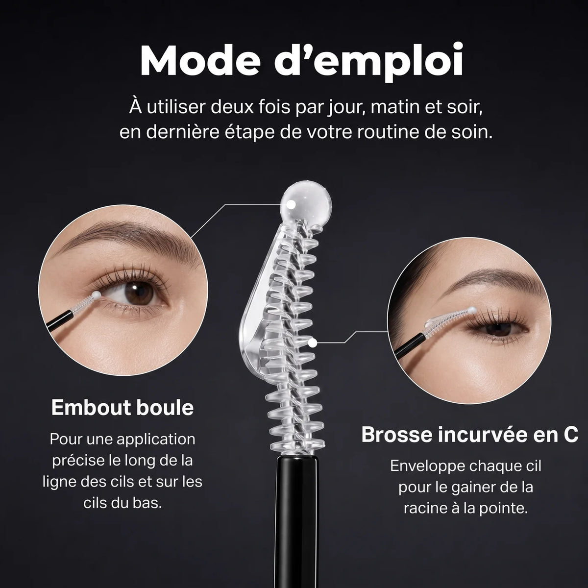 Mode d’emploi : embout boule et brosse incurvée
